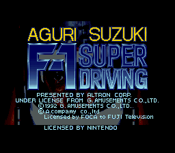Aguri Suzuki F-1 Super Driving (Europe) Title Screen